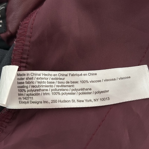 Eloquii Burgundy, Faux Leather,  Wide Leg, Pleated Pants. Matte Finish. Size 24 - Picture 6 of 10